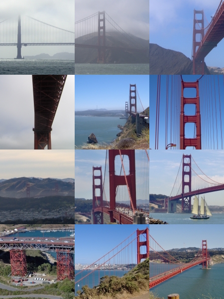 Douze vues du Golden Gate Bridge